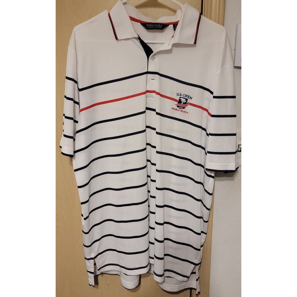 US Open Collection by Ralph Lauren Polo Shirt Mens XL Striped Pebble Beach 2019
